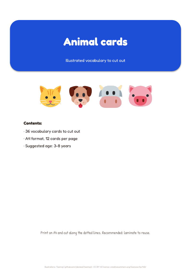 Cover of the pack Animal cards