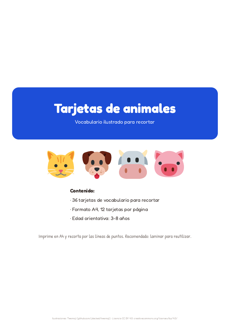 Portada del pack Tarjetas de animales