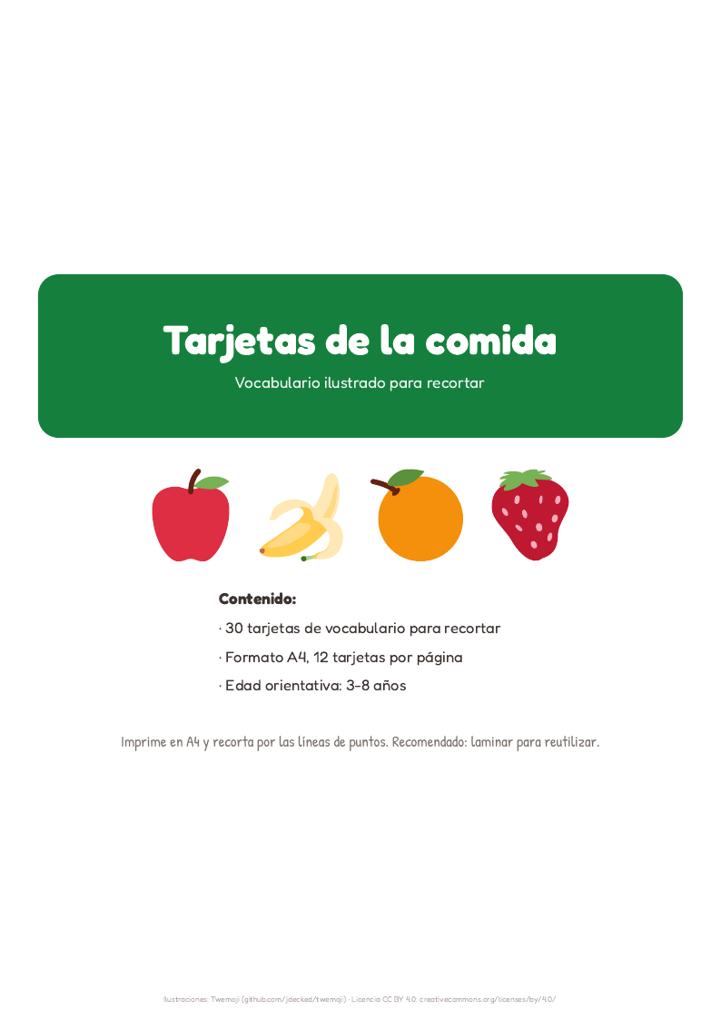 Portada del pack Tarjetas de la comida