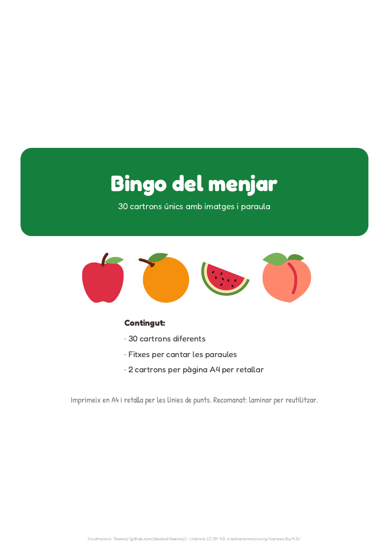 Portada del pack Bingo del menjar