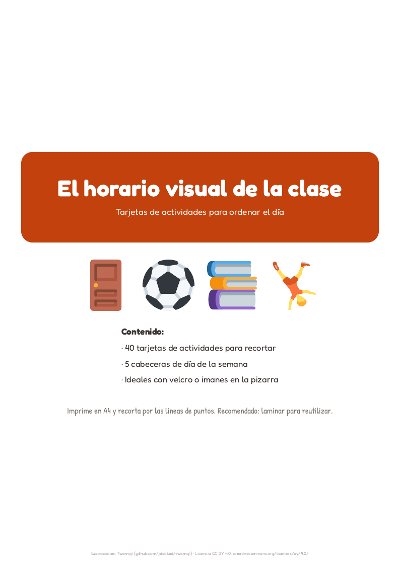 Portada del pack El horario visual de la clase