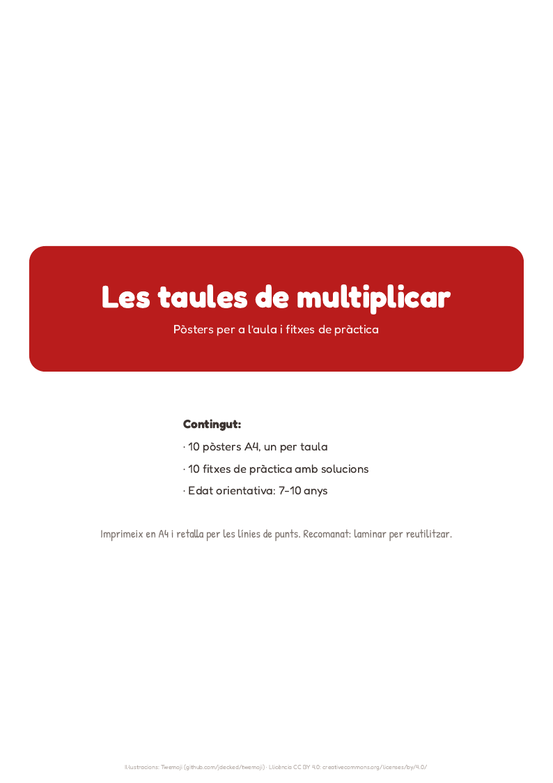 Portada del pack Les taules de multiplicar