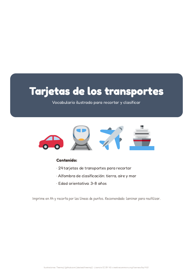 Portada del pack Tarjetas de los transportes