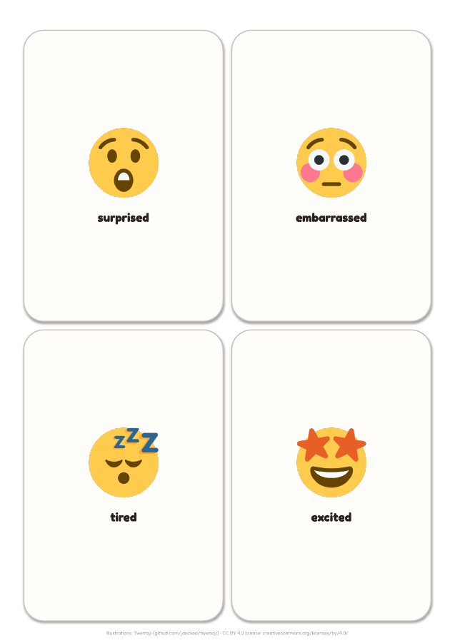 Page 4 of "Emotions": inside the printable material
