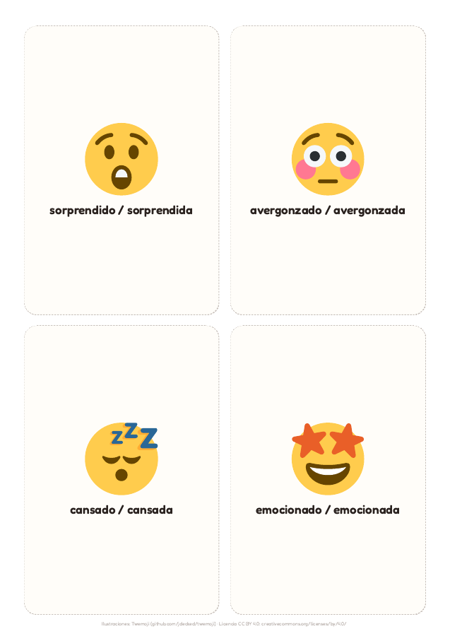 Página 4 de «Las emociones»: interior del material imprimible