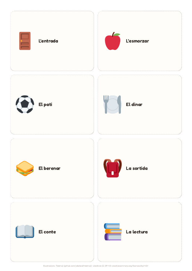 Pàgina 4 de «L’horari visual de la classe»: interior del material imprimible
