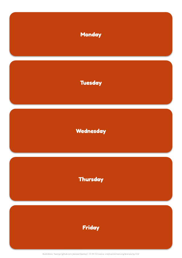 Page 3 of "Visual timetable": inside the printable material
