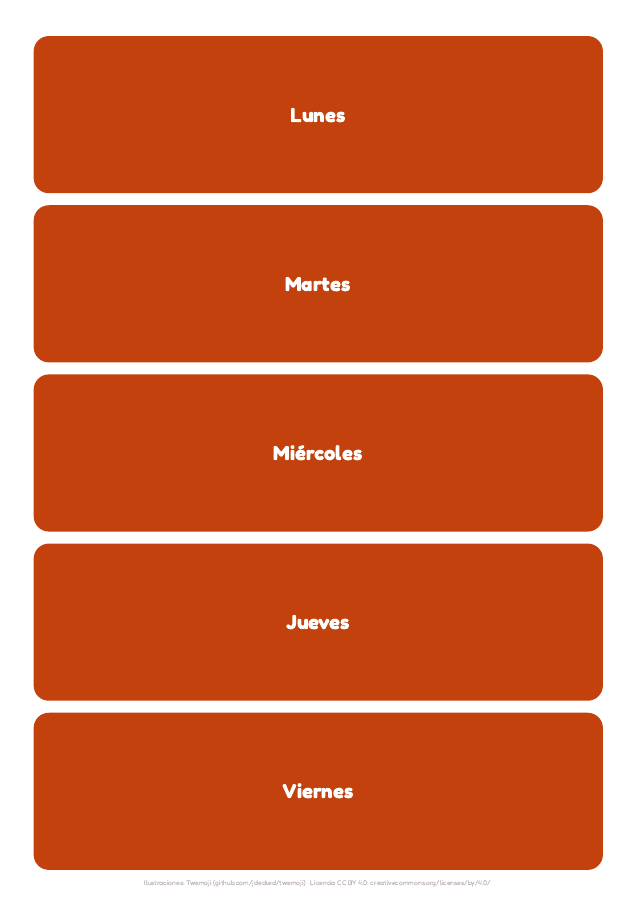 Página 3 de «El horario visual de la clase»: interior del material imprimible